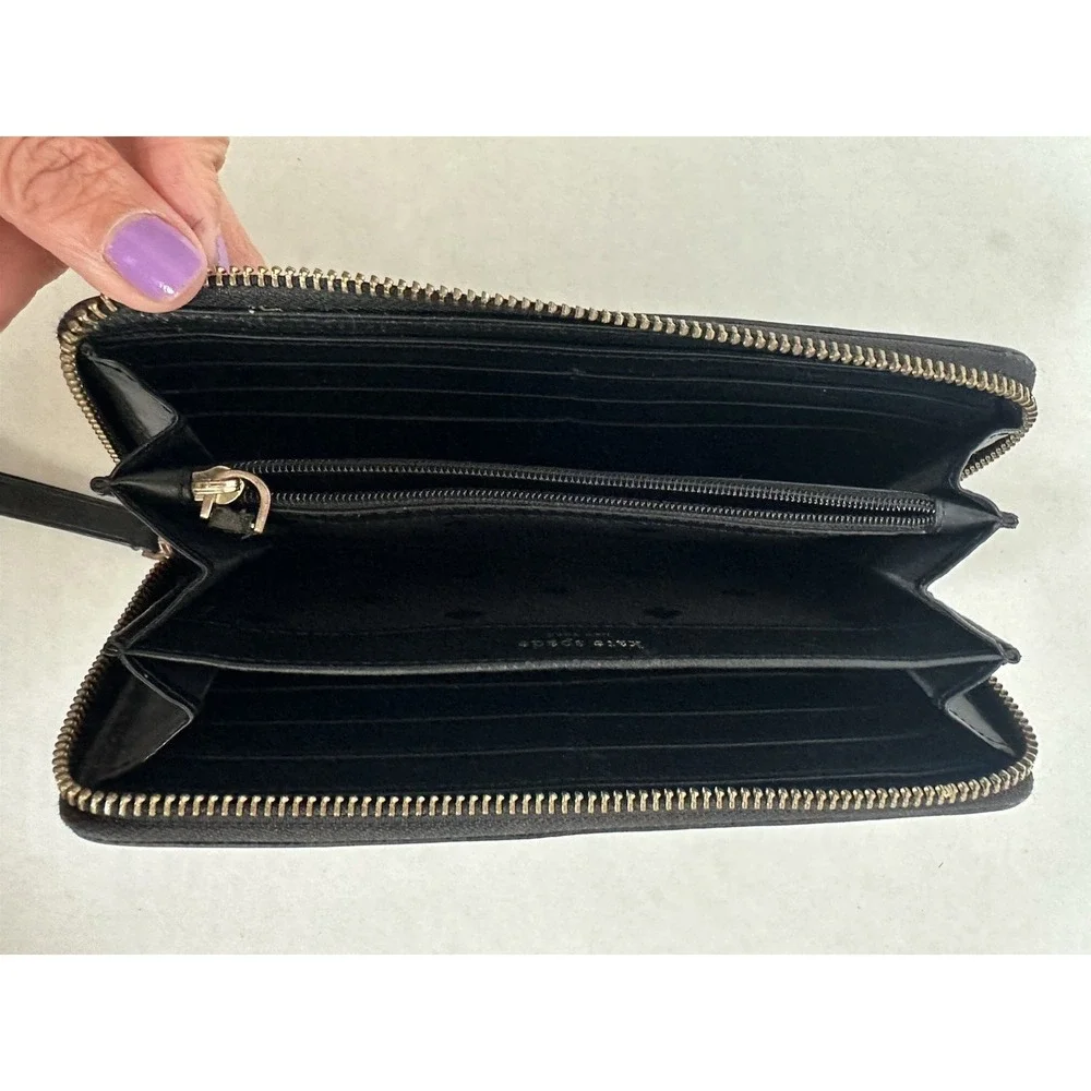 Kate Spade New York Grove Street Neda Wallet Leather Black Full Zip Closure